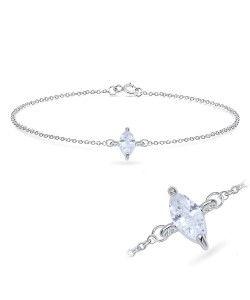 Oval CZ Stone Silver Bracelet BRS-514